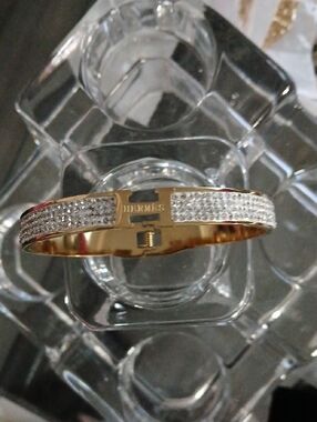 Gold and Crystal Pavé Bangle Bracelet